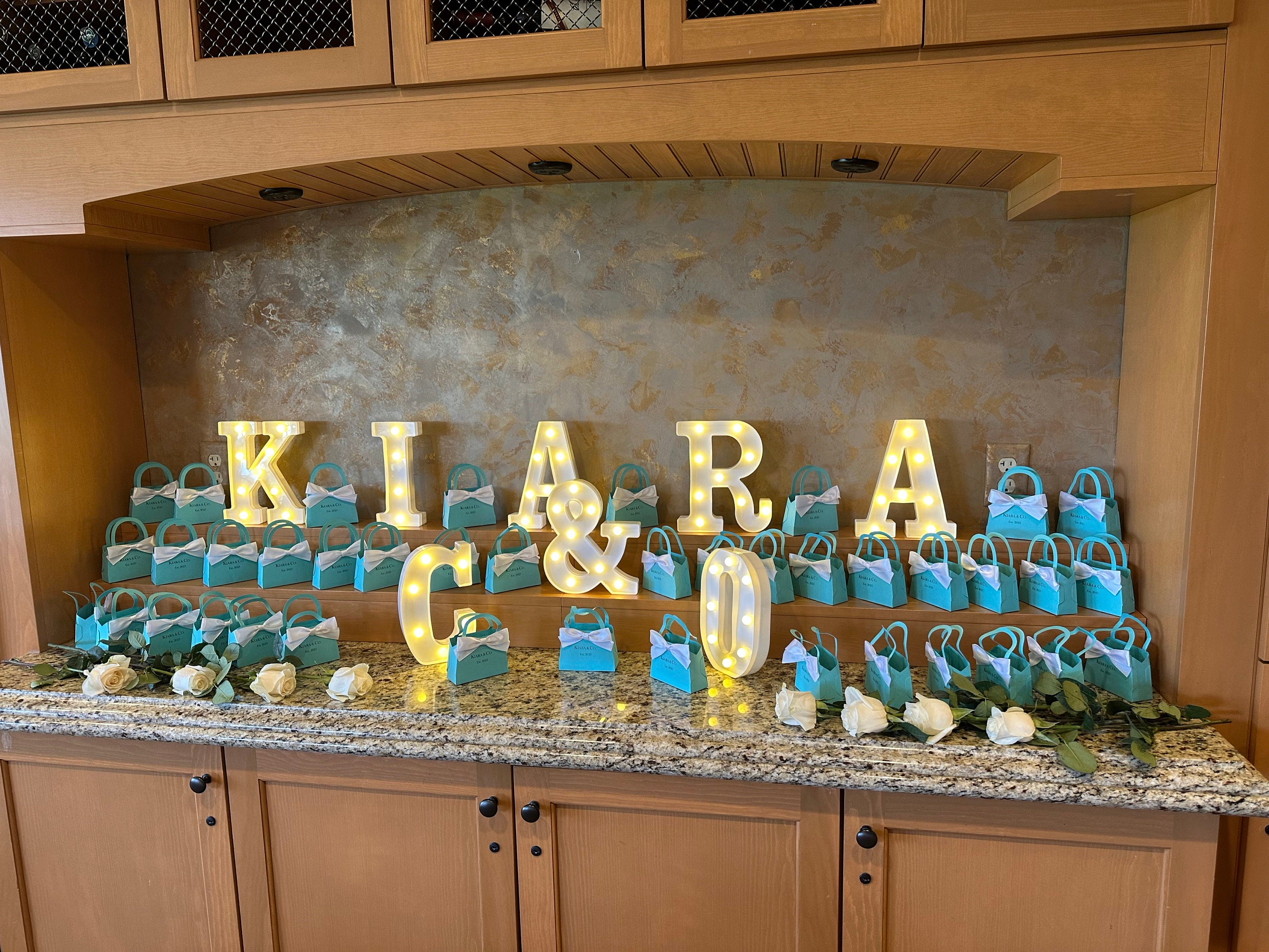 Personalisierte Mini-Geldbörse, Rotkehlchen-Ei-Farbe mit weißer Schleife. Babypartys, Brautpartys, Verlobungen, Sweet 16, Hochzeitssüßigkeiten, 10er-Set