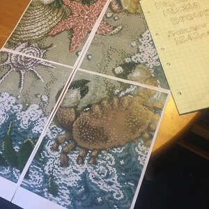 Crab, Seashell & Seastar Beach Ocean Cross Stitch Pattern – Coastal ...
