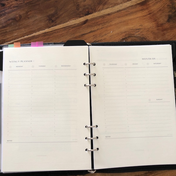 A5 Vertical Weekly Planner, Printable Planner Inserts, Week on Two ...