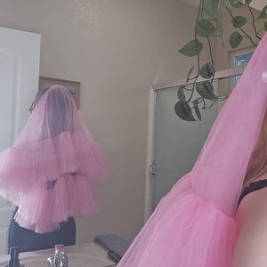 Pink Wedding Veil With Ruffles Pink Bridal Veil Hen Party Veil