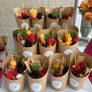 Charcuterie Favor Cups and Toothpicks for Individual Charcuterie Cheese Board Food Display Appetizer Grazing Snack Cup Catered Event Wedding