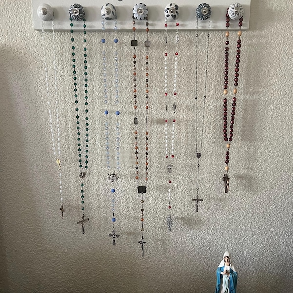 Rosary Rack Rosary Wall Hanger Custom Quote- Rosary Wall Holder- Rosary Display ...