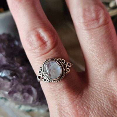 Bague Femme avec Œil De Sainte Lucie Blanc