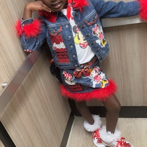 Minnie Denim Set - Minnie Jeans Set - Minnie Birthday Outfit - Minnie Ruffles for Socks (READ DETAILS)