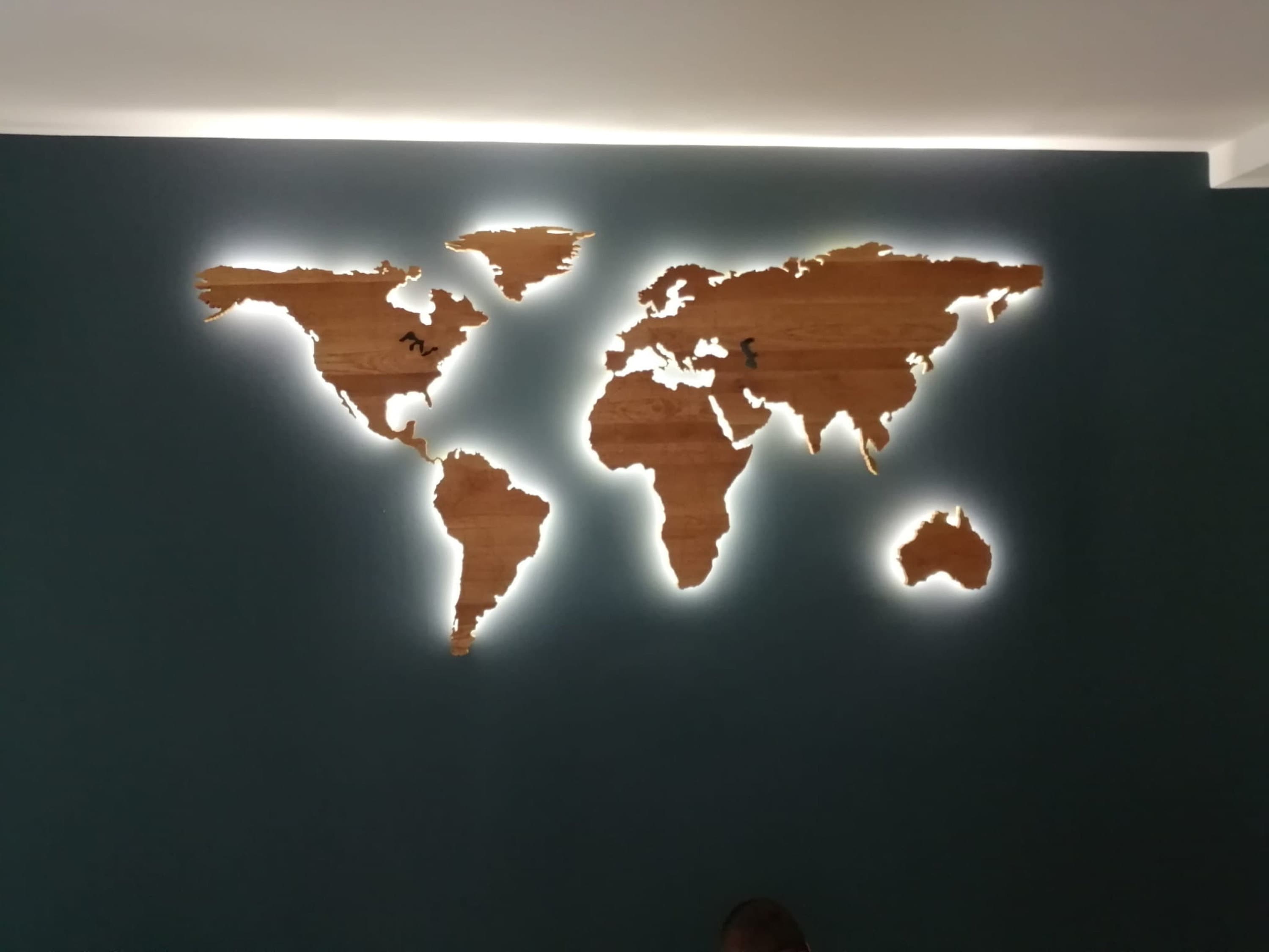 Led Illuminated Wooden World Map, Solid Oak, Wall art decor, 180x90, Gift  for Traveller