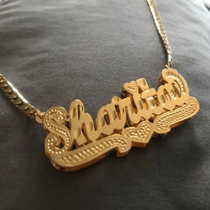 Personalized 14K Gold Plated Double Plate 3D Name Necklace - Etsy