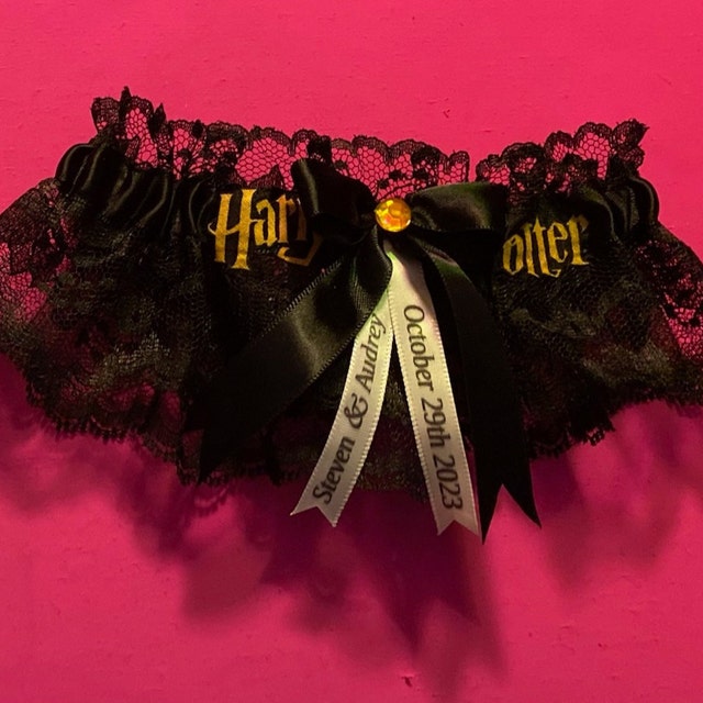 Harry Potter Themed Wedding Garter Belt Set W/ Black Lace