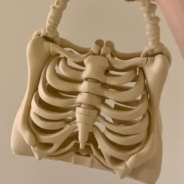 3D Printed Skull Bag – Skeleton Rib Cage Purse – Gothic Bone Handbag ...