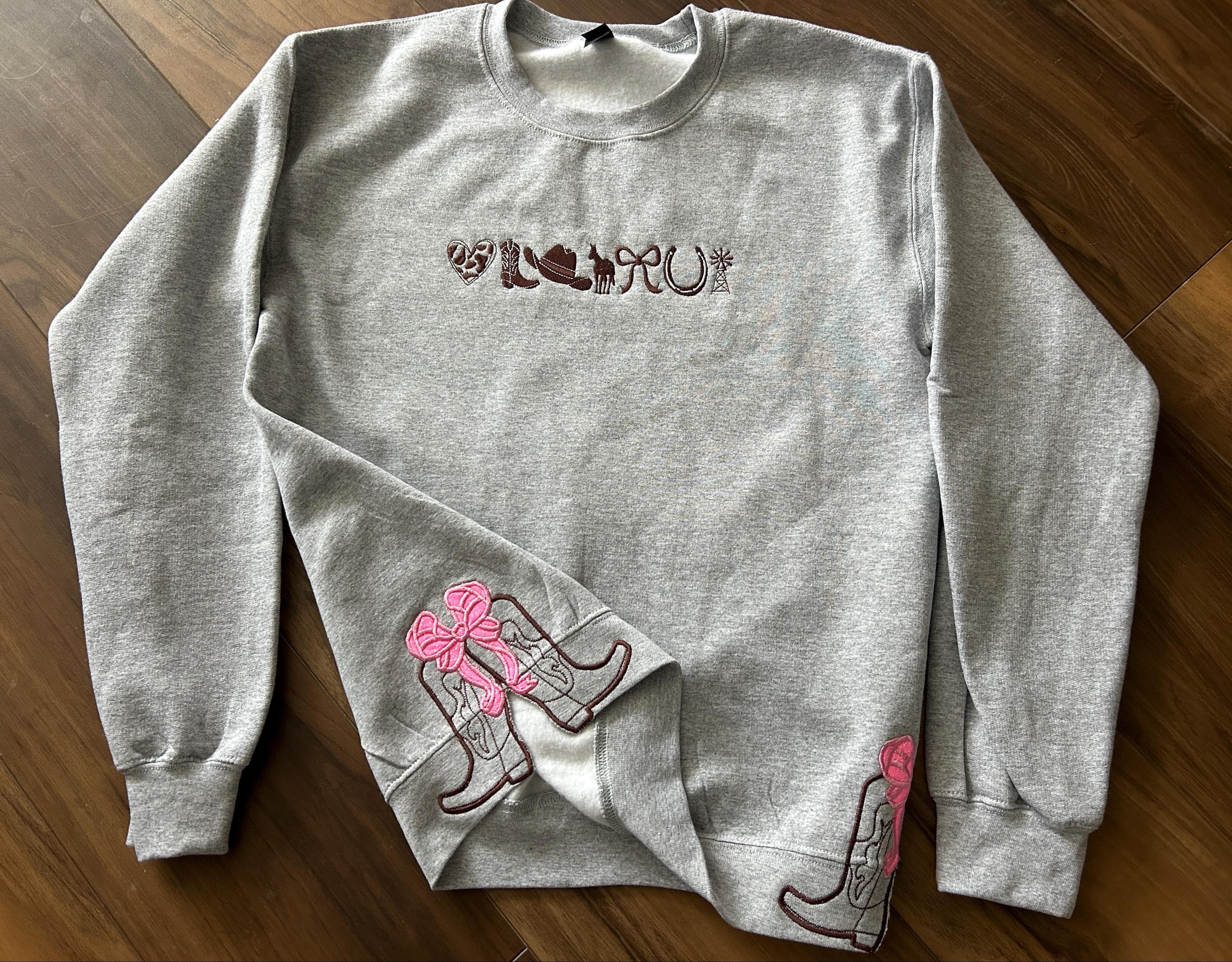 Customer project using Cowboy Cowgirl Boots and Bow Applique embroidery design