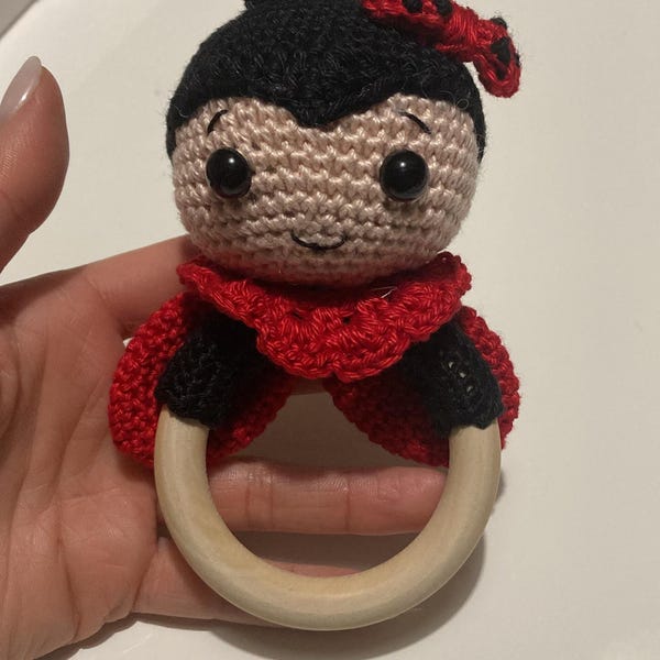 Ladybug Rattle Crochet Pattern PATTERN ONLY: Crochet Ladybug Nana Baby Rattle | Baby Rattle Crochet ...