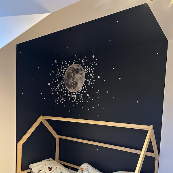 Moon and Stars Fabric Wall Decal for Baby Nursery and Children's Rooms ...