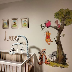 Autocollant Mural Déco Winnie L'Ourson Aquarelle Vintage - Décalque Amovible BR480 - Neuf