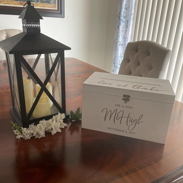 Classic Elegance Personalized Wedding Wood Card Box, Wedding