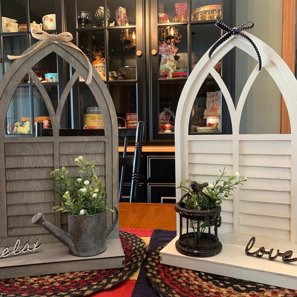 Arched Shutter Window Stand 18.5x10.5inches_glowforge Ready_digital ...