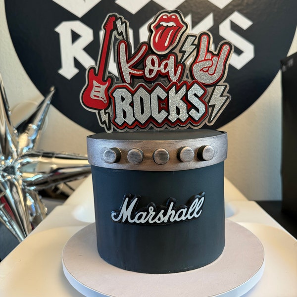 Rock Rockstar Rock N Roll One Rocks Cake Topper & Cupcake Toppers - Etsy