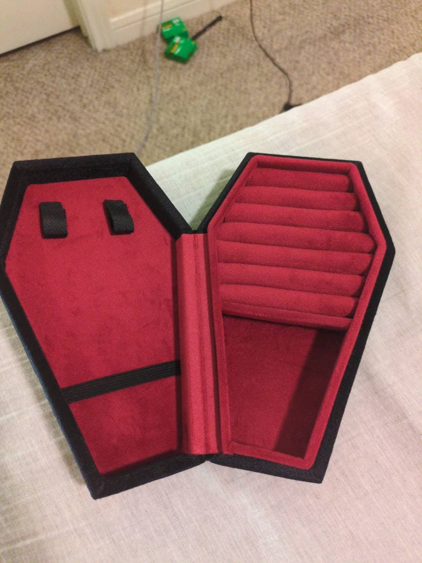 Handmade Personalized Coffin Jewelry Box- Gothic Bridesmaid Gifts Jewelry Box-Custom Halloween Jewelry Organizer Goth Gifts-Christmas Gifts