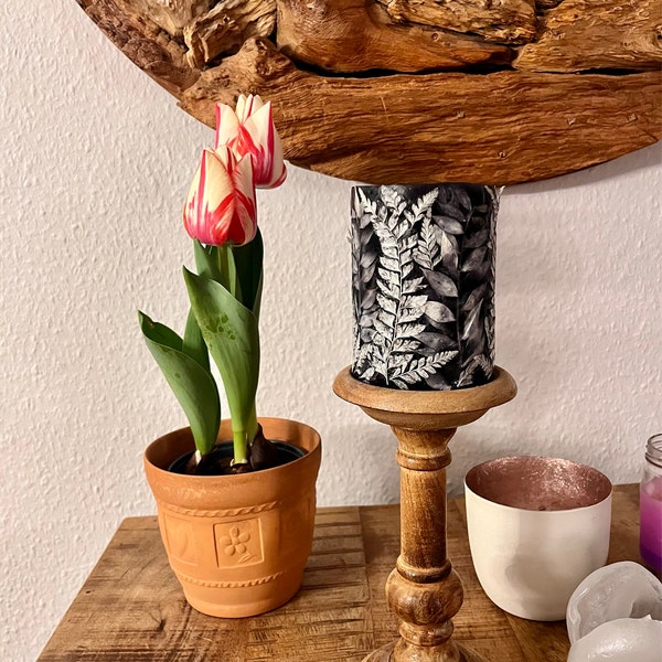 View of Wood Scented Candle - Botanical Unique Candles - Flower Herbs Candle ...