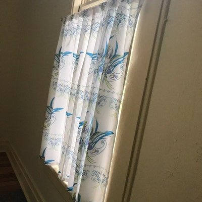 Turquoise Curtain Blue and Green Flat Panel Drape Cafe - Etsy