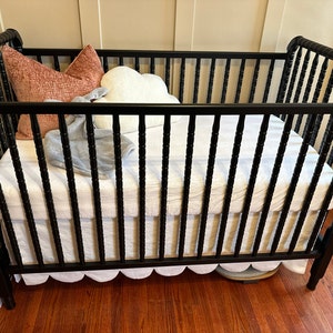 Biloban Crib Bed Skirt Navy Sides Pleated Dust Ruffle Adjustable