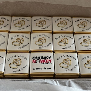 50 Personalised Chocolate Wedding Favours, Personalised Chocolates ...