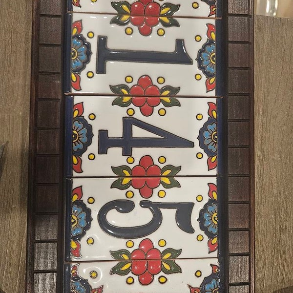Hand-painted Talavera House Numbers: Mexican Ceramic Address Tiles 6x3 ...