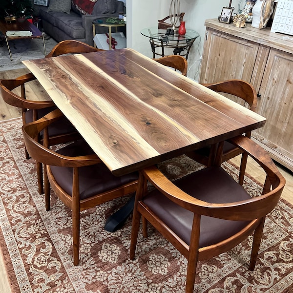 Amish Handcrafted Walnut Dining Table: Live Edge Solid Wood - Etsy