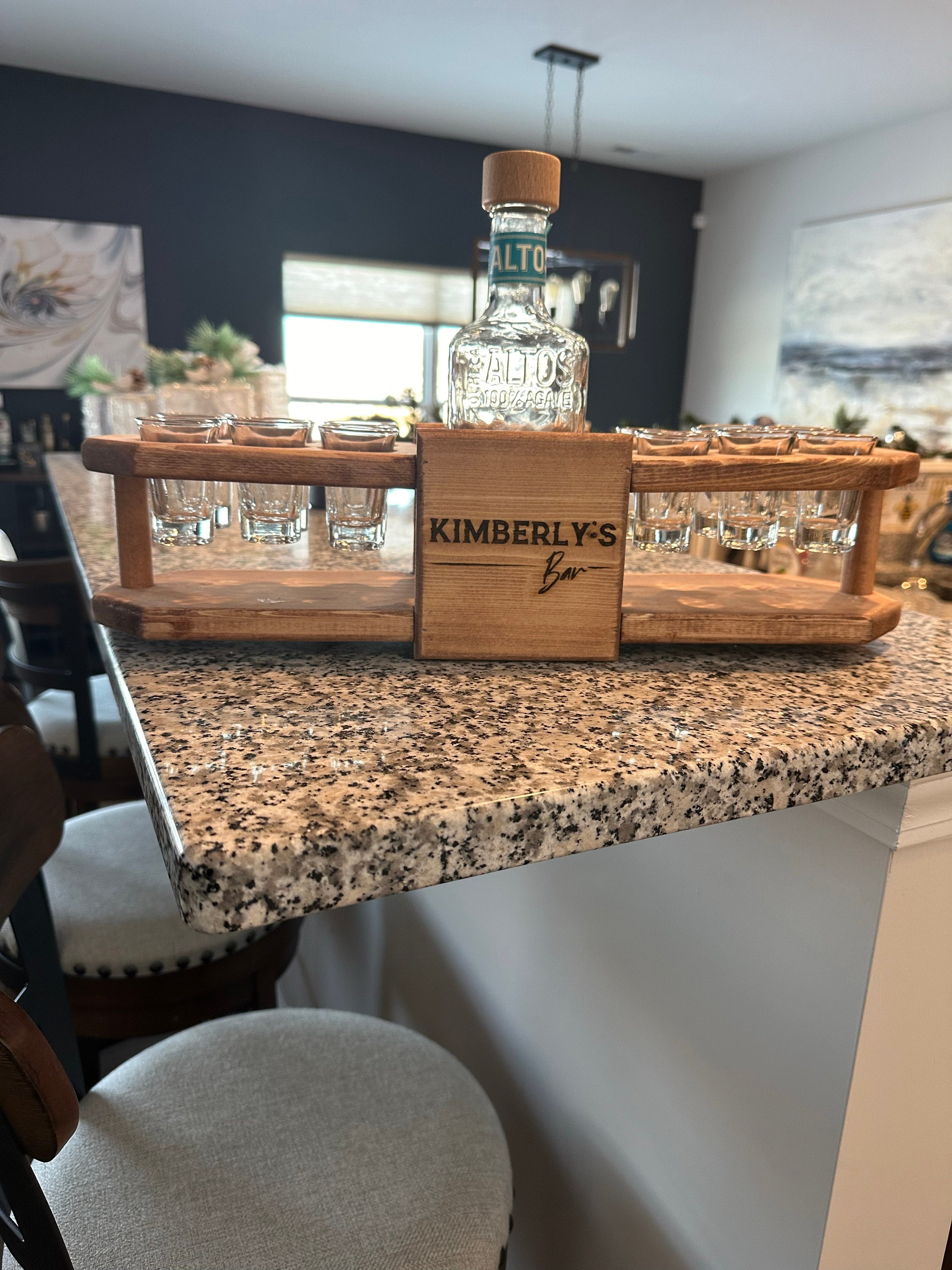 Personalized Engrave Tequila Shot Wooden Board, Housewarming Gift, New Home Gift, Wedding Gift, Engagement Gift, Bride Gift, Tequila Flight