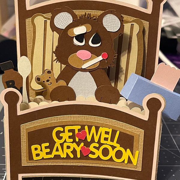 Get Well Bear Card in A Box 3D SVG - Etsy