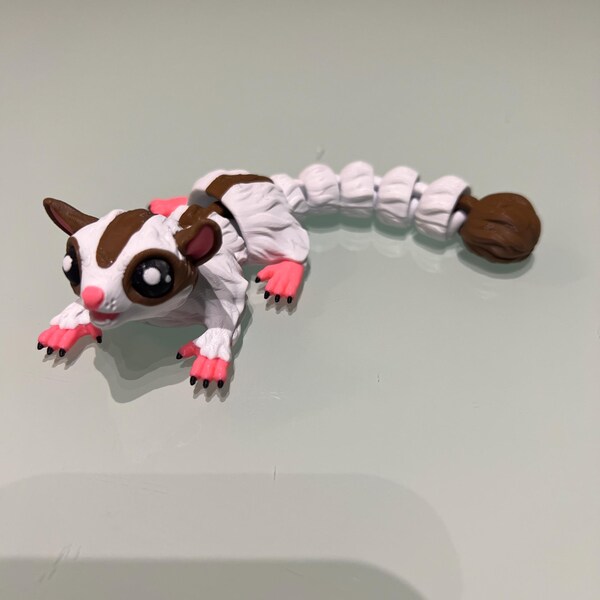 thumbnail image 2 of Articulated Sugar Glider Fidget Toy – Poseable White Gliders 2 of 14