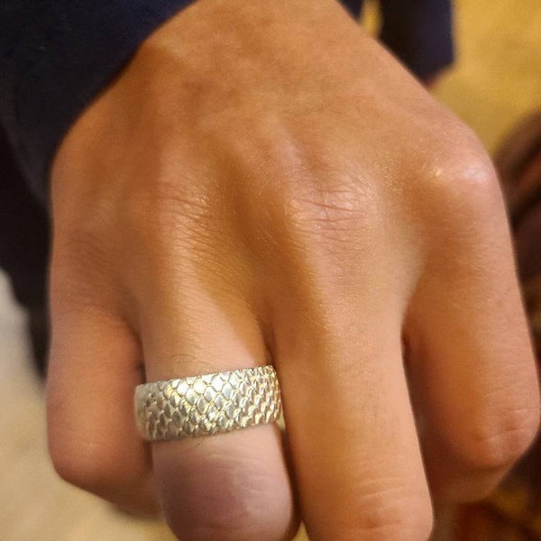 Fish Scales Ring, Unique Men's Band, Sterling Silver Band, Fischer Ring ...