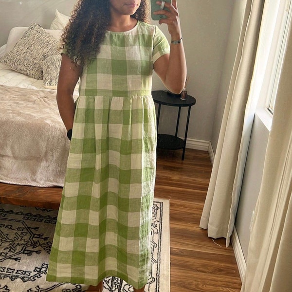 Women's Dress Sewing Pattern, Beginner Friendly Linen Dress PDF Pattern