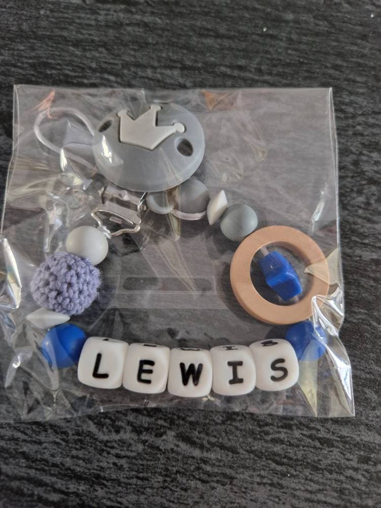 Personalised dummy clip, Silicone dummy clip, Dummy clip, Baby pacifier clip, Pacifier holder, Baby shower gift, White