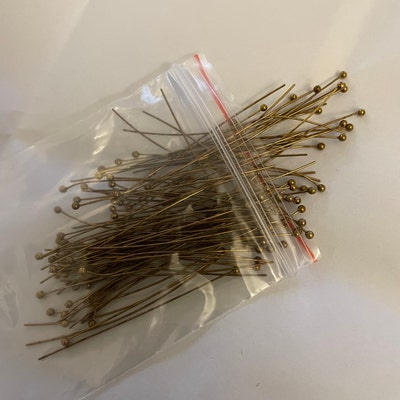 100 Pack Silver Plated Brass Eye Pins – 3 1/2 Inch Long, 21 Gauge – Standard Eye Pin