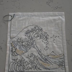 Olympus Hokusai Great Wave off Kanawawa Japanese Sashiko Cotton