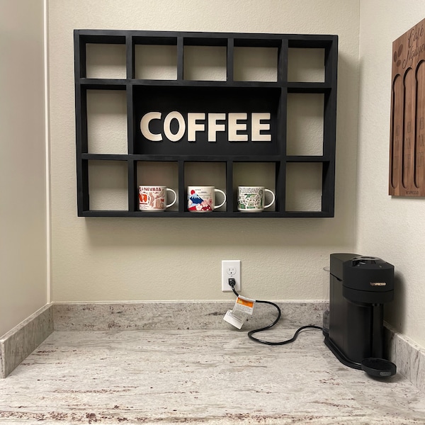 Wall Mounted Coffee/tea/mate Mugs Rack. Coffee Cup Holder. Tea Rack ...