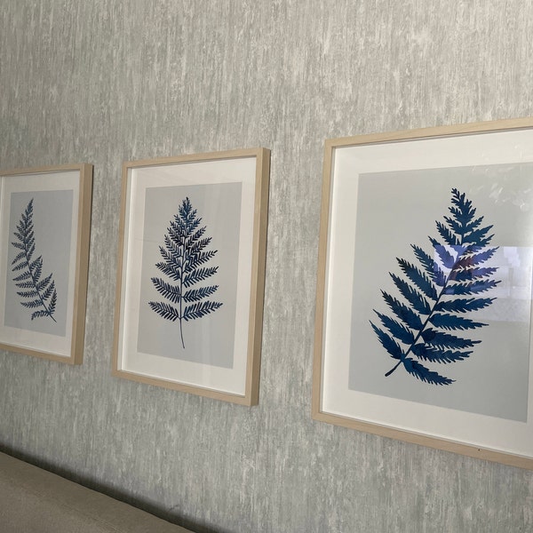 Ink Blue Fern Prints | Printable Art | Set of Three | Indigo Fern Leaf ...