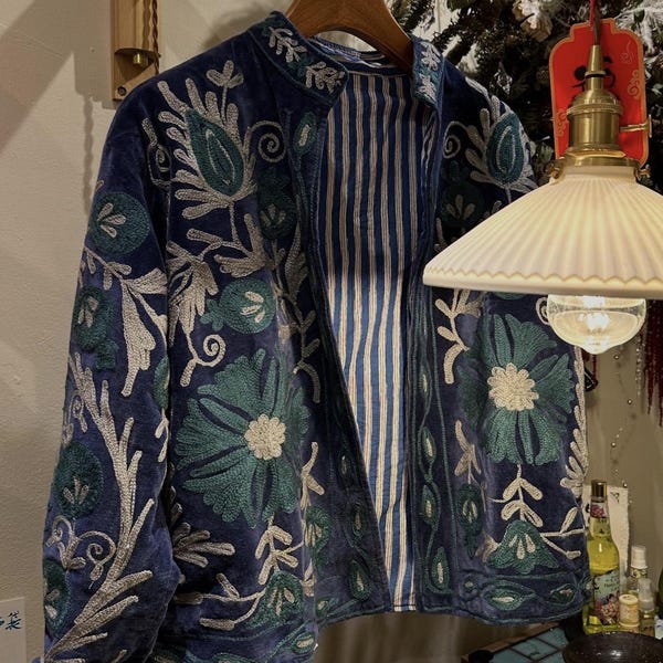 Pink Jungle Safari Women Velvet Kimono Robes Jacket,morning Tea Velvet ...