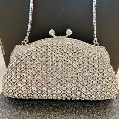 Gold PVC High-End Elegant Heart Daily Wedding Party Clutch Bag with Crystal Tassel
