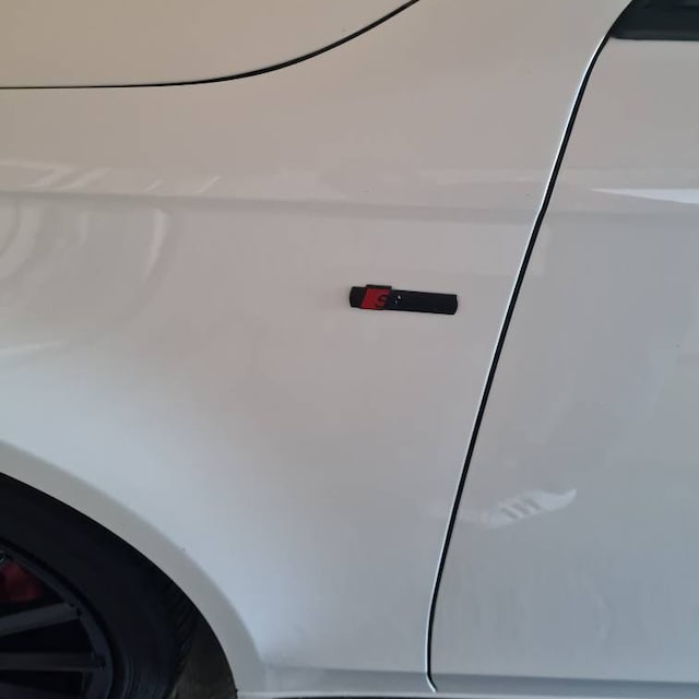 2 x Black Audi S Line Badge Emblem SLine A 1 2 3 4 5 6 8 Q RS