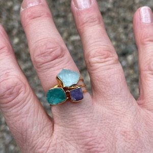 Customer photo from Lauren, New Rainbow Raw Moonstone Ring