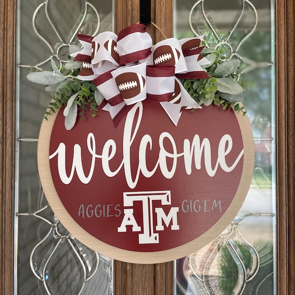 Texas A&M Front Door Decor | Aggies Sign | Texas Aggies Wreath ...