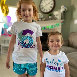 Girls Mermaid Shirt Birthday Shirt Birthday Outfit | Etsy