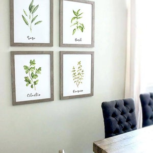 Herb Prints Set of 9 Herb Printables Kitchen Printables Watercolor Herb ...