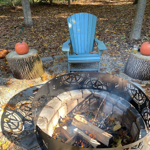 Compass Fire Ring Compass Fire Ring, Compass Rose, Fire Pit, Corten Outdoor, Map ...