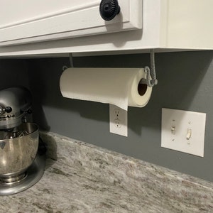 Paper Towel Holder With Curled Ends Farmhouse Kitchen to Industrial Kitchen  Under Cabinet Mount Multiple Finishes Farm House Decor 