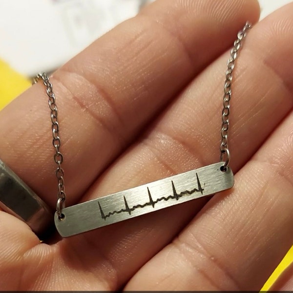 Personalized EKG Necklace - Stainless Steel - Audio File Heartbeat ...