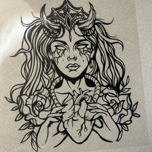 PNG SVG File Devil Queen Satin Evil Tattoo Stencil for Cricut Vinyl ...