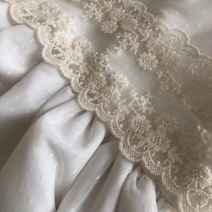 Reneabouquets Trim 4.5 Inch Wide Floral Embroidered Lace in Ivory by ...