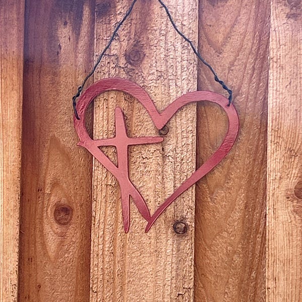 Heart Cross Metal Wall Art | Steel Faith Decor - Etsy