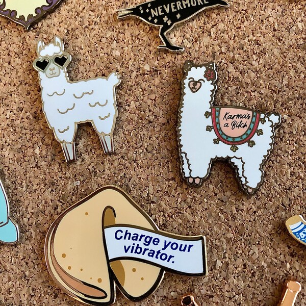 Karma Llama Enamel Pin // Kawaii Llama Pin Badge // Punky Pins - Etsy